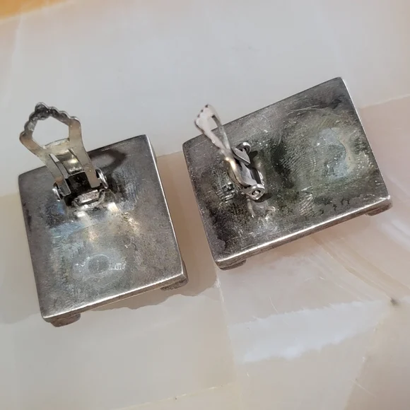 Sterling Silver Vintage LB Baltic Amber .925 Clip On Earrings - Picture 7 of 10